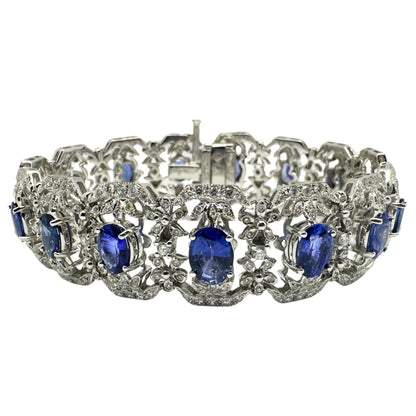 18K White Gold Diamond and Sapphire Bracelet