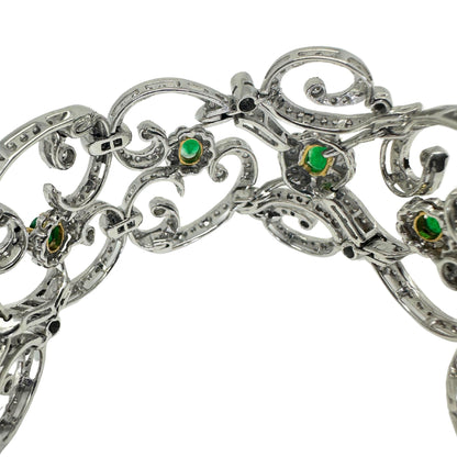 18K White Gold Diamond and Emerald Bracelet