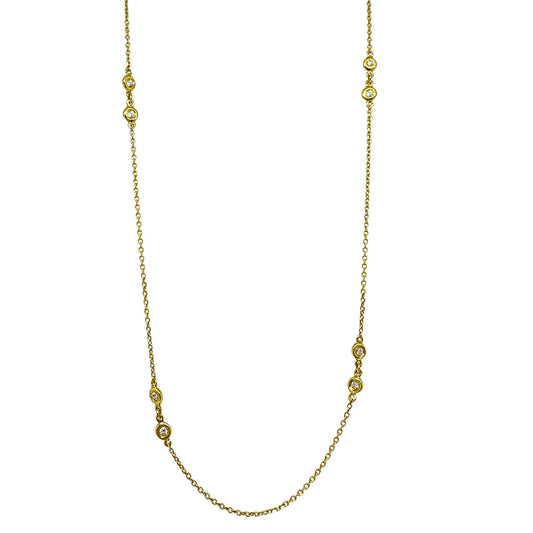 14K Yellow Gold Diamond By the Yard Chain Necklace - 19 inches