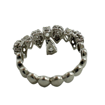 18K White Gold Pear Cut Diamond Dangling Band Ring