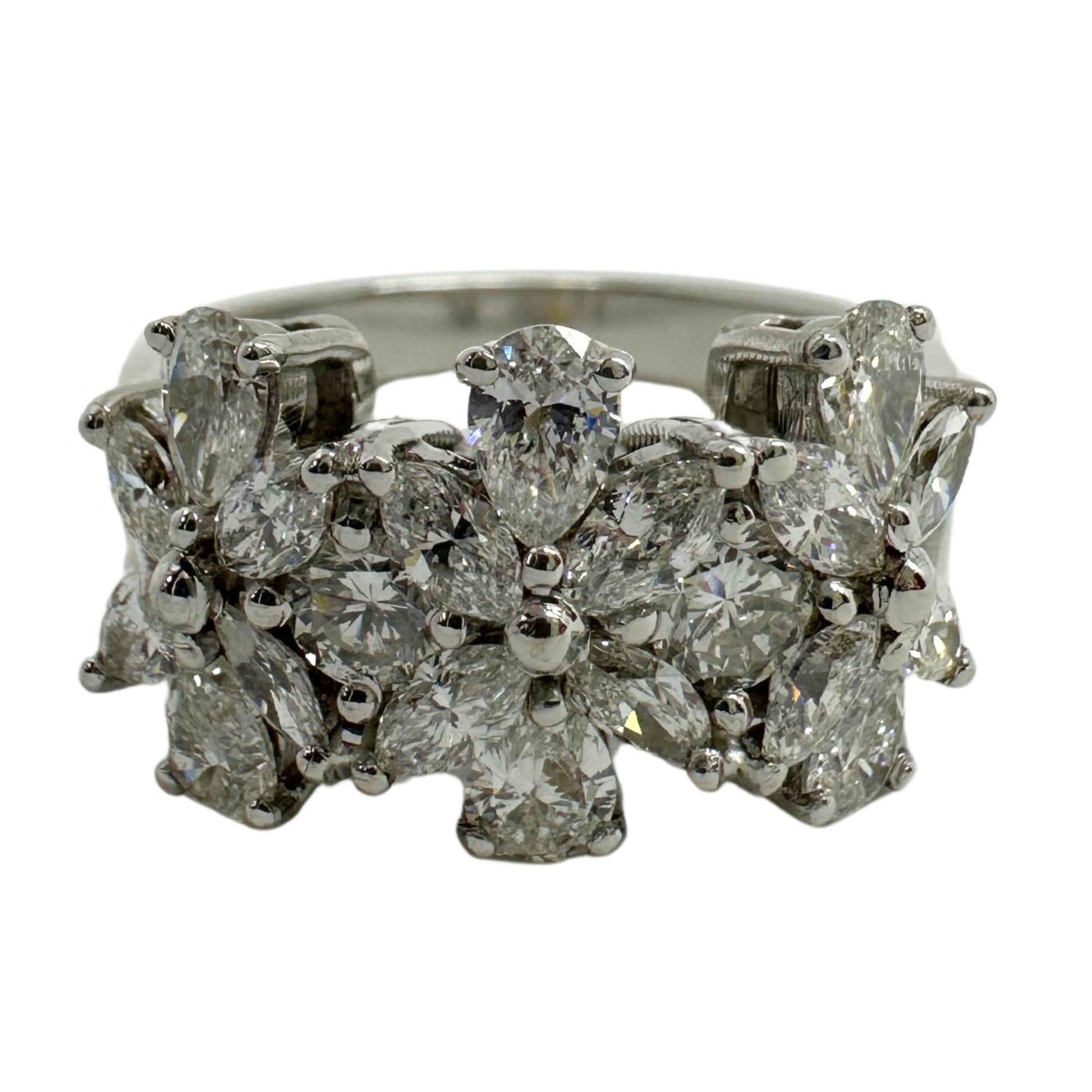 18K White Gold Marquise and Pear Cut Diamond Band Ring
