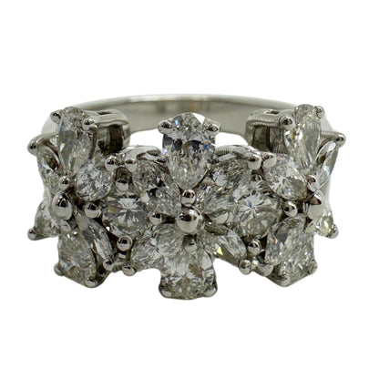 18K White Gold Marquise and Pear Cut Diamond Band Ring