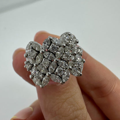 18K White Gold Marquise Cut Diamond Wide Band Ring