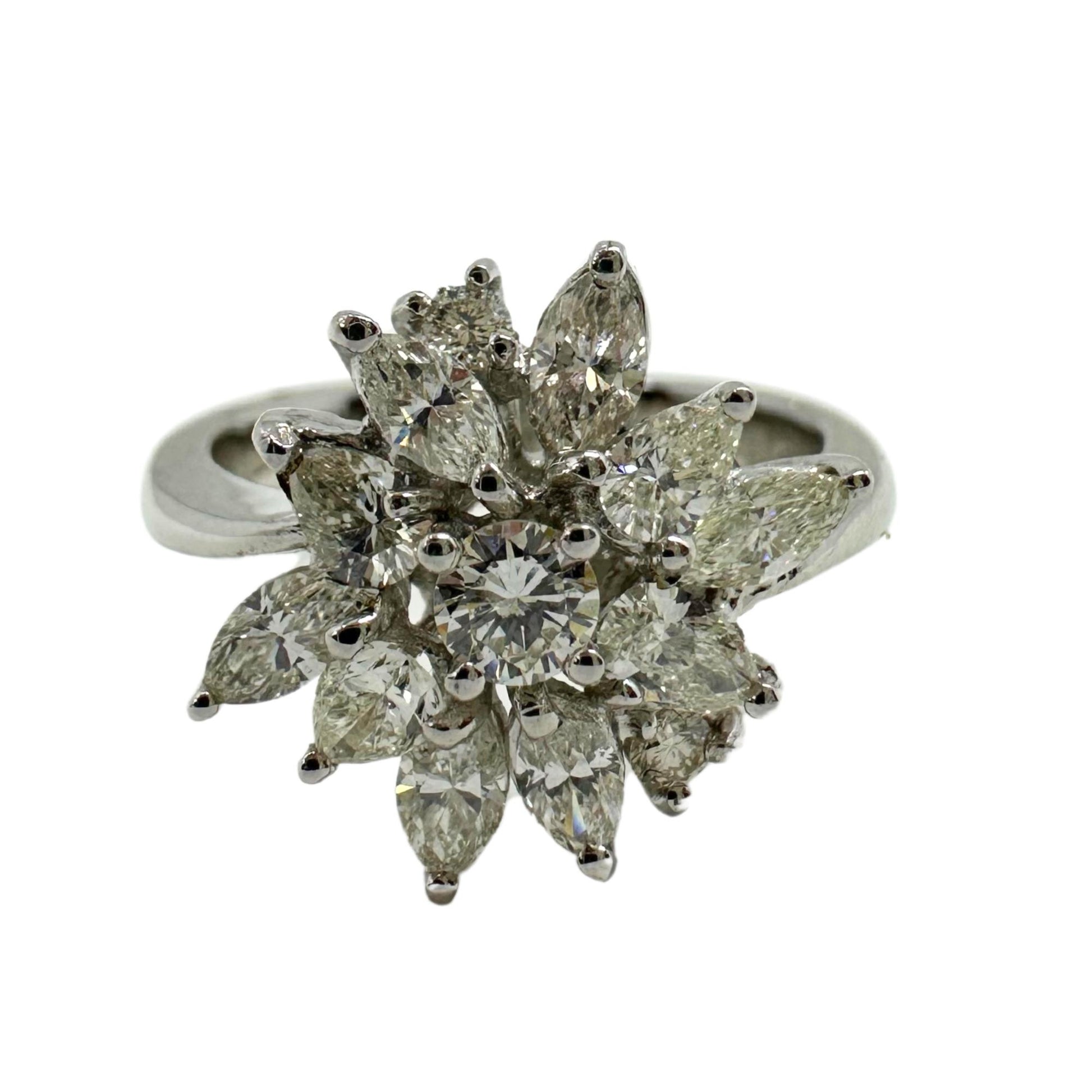 18K White Gold Marquise and Pear Cut Diamond Ring