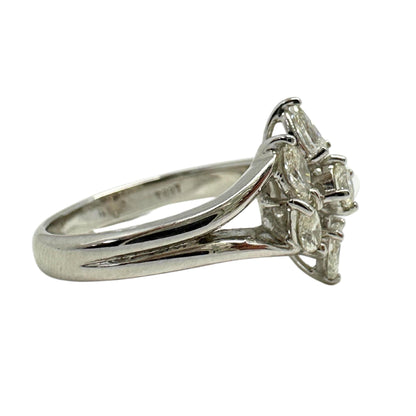 18K White Gold Marquise and Pear Cut Diamond Ring