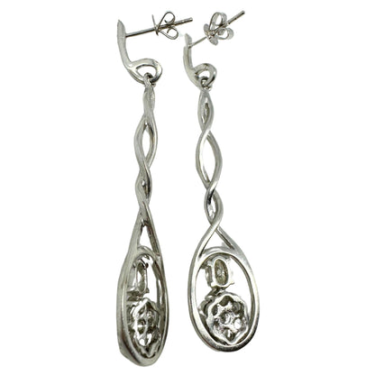 18K White Gold Oval Cut Diamond Drop Earrings