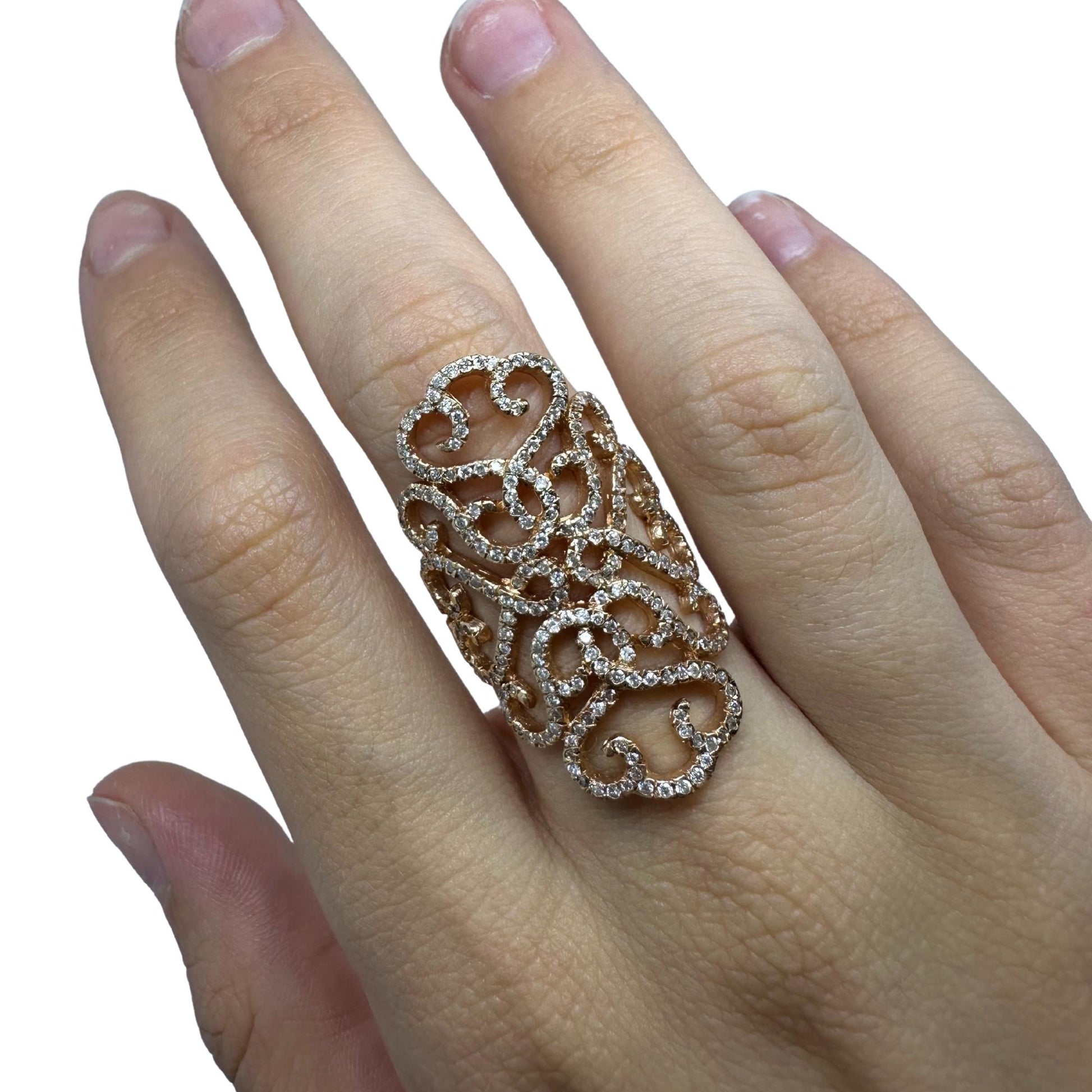 14K Yellow Gold Diamond Wide Band Ring