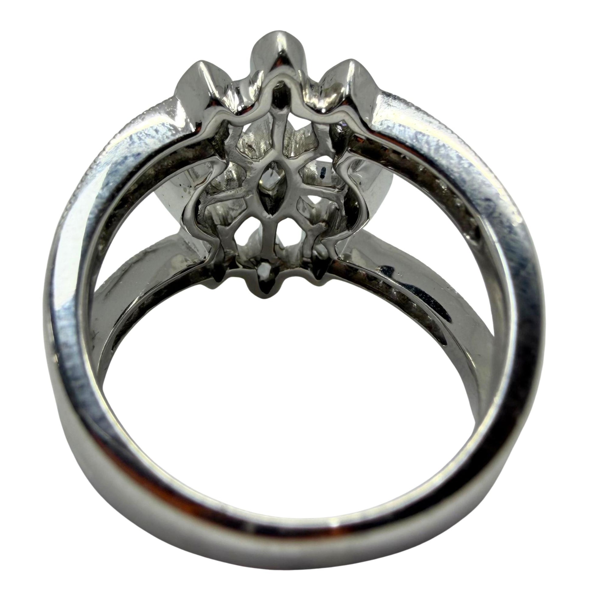 14K White Gold .93 Carat Marquise Cut Diamond Band Ring