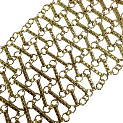 18K Yellow Gold Diamond Lattice Bracelet - 7 inches