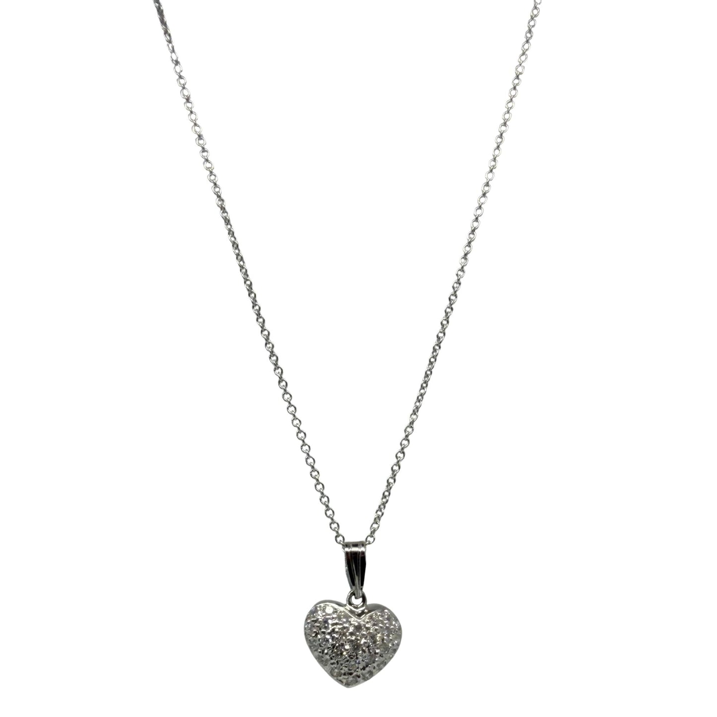 18K White Gold .58 Carat Diamond Heart Pendant Necklace