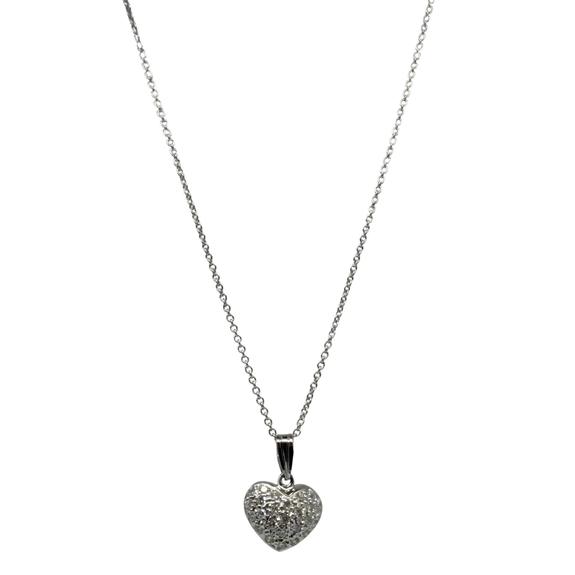 18K White Gold .58 Carat Diamond Heart Pendant Necklace