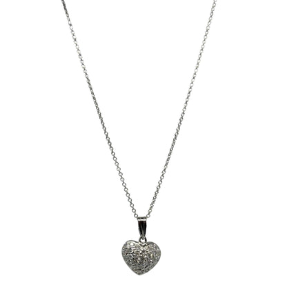 18K White Gold .58 Carat Diamond Heart Pendant Necklace