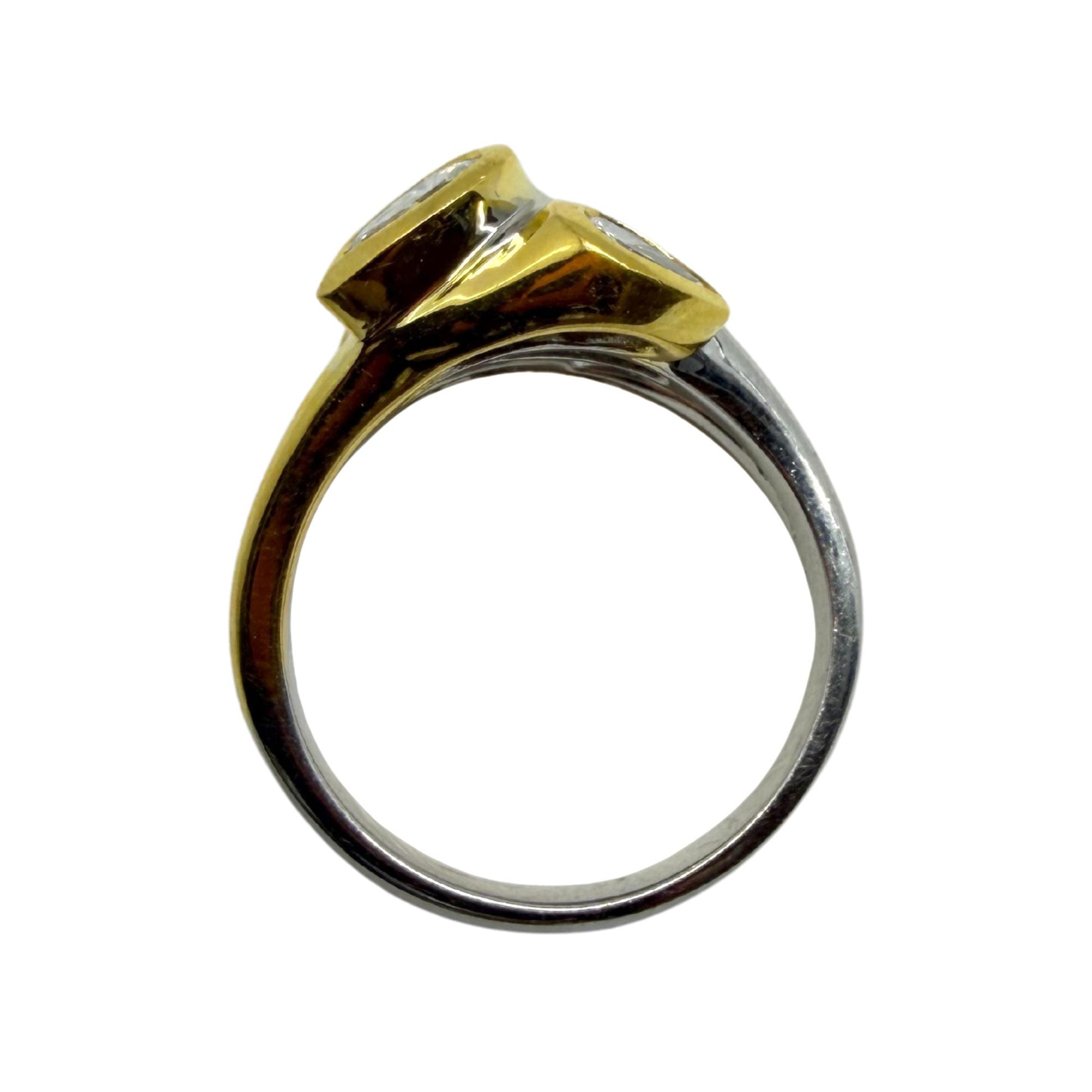 18K Two Tone Pear Cut Diamond Ring