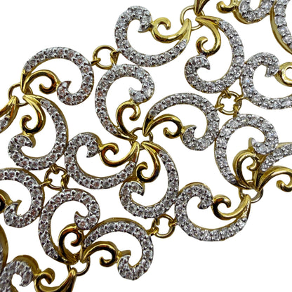 18K Yellow Gold 8.95 Carat Diamond Scroll Link Bracelet - 7 inches