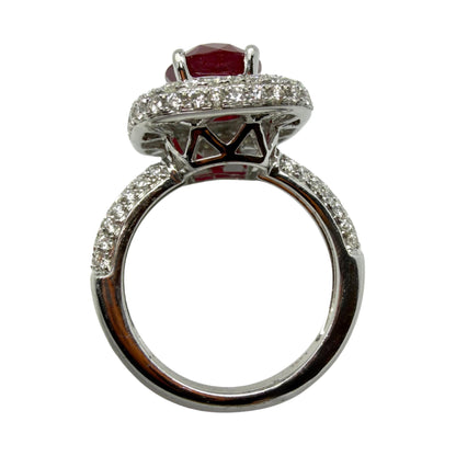 18k White Gold 3.19 Carat Ruby and Diamond Ring - Size 6.75