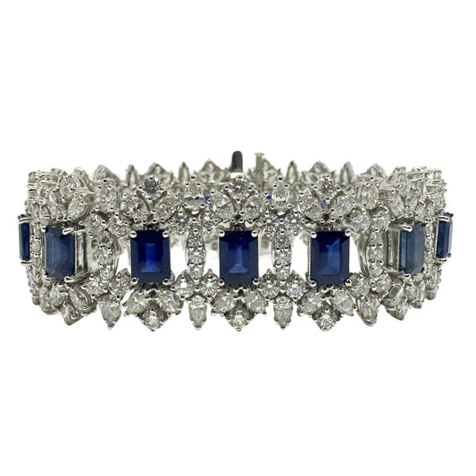 18K White Gold Diamond and Sapphire Bracelet