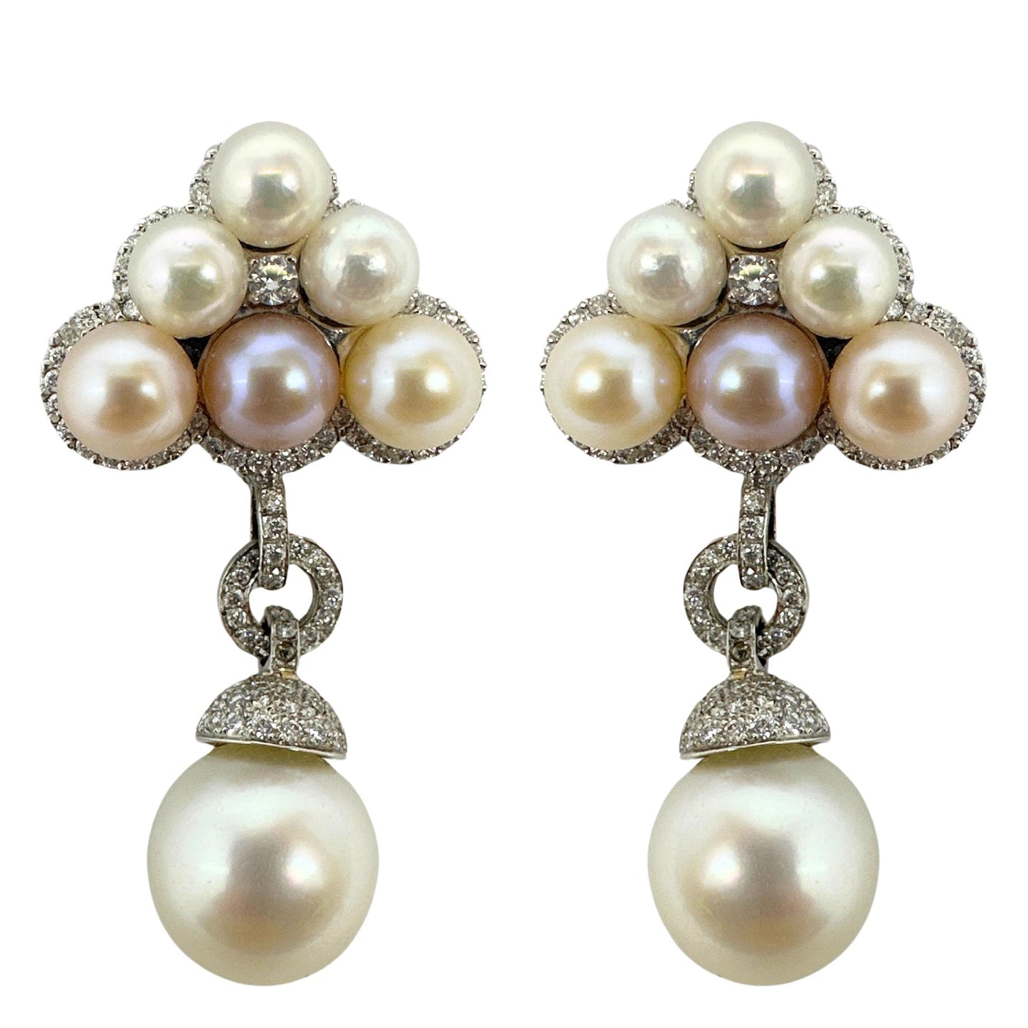 18K Diamond and Pearl Earrings