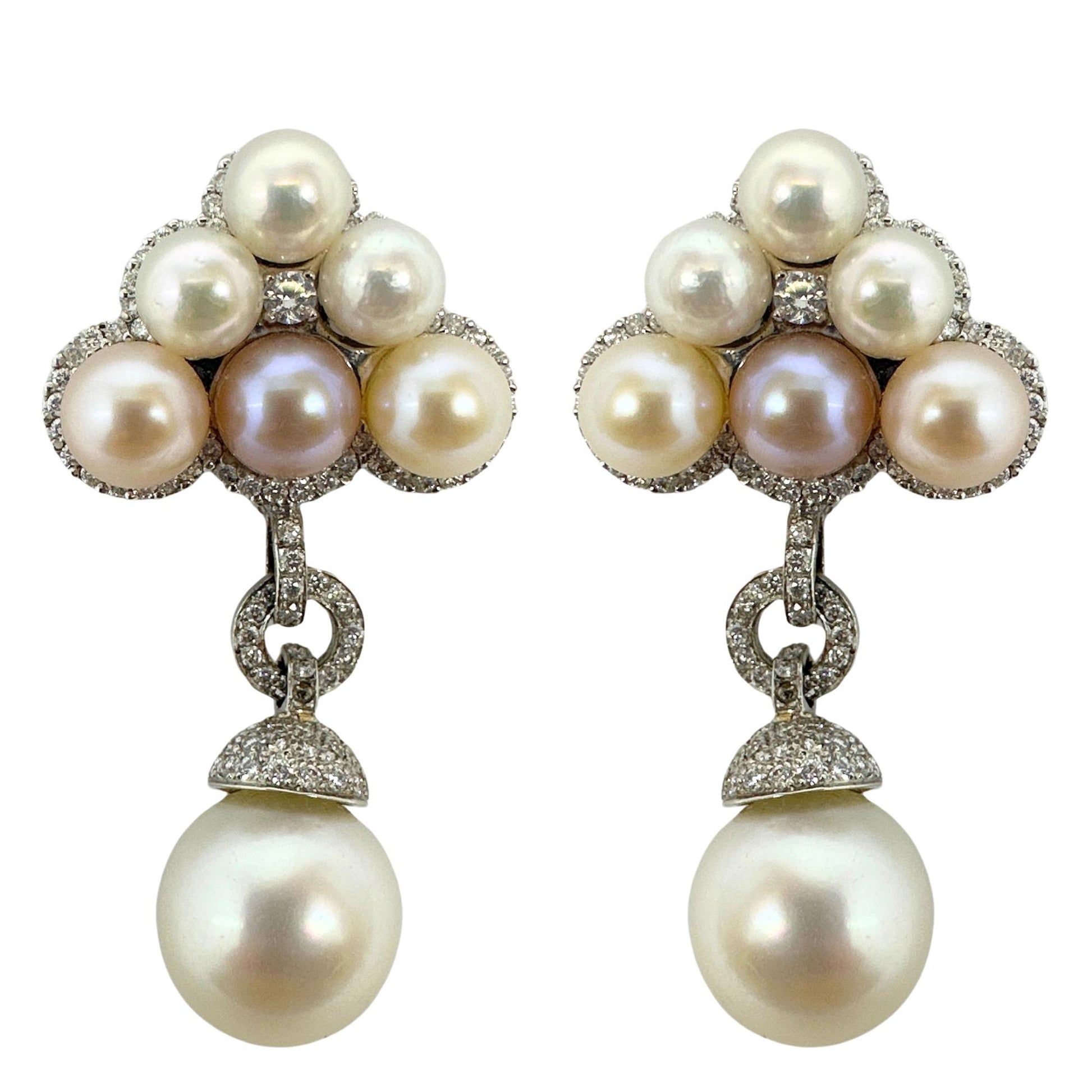 18K Diamond and Pearl Earrings