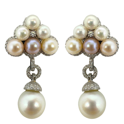 18K Diamond and Pearl Earrings