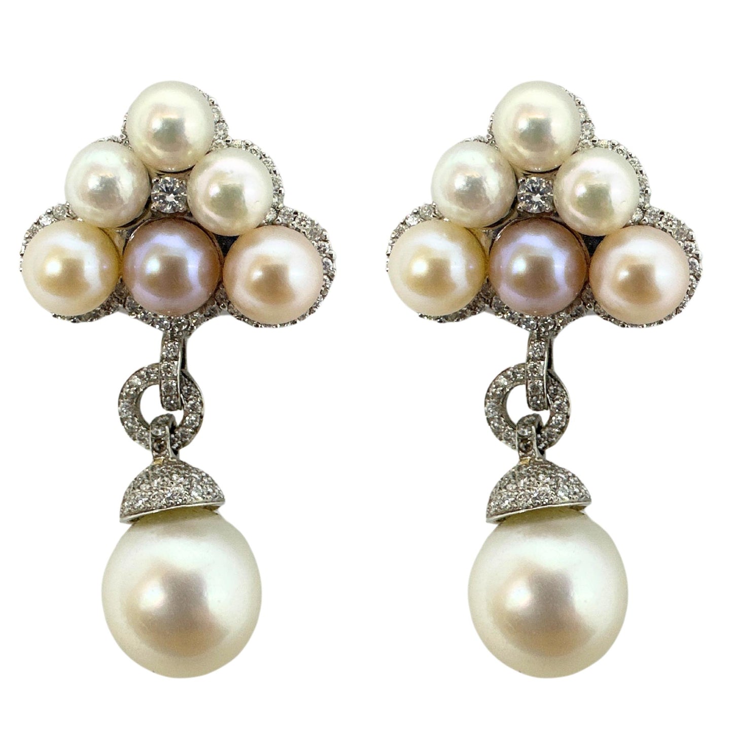 18K Diamond and Pearl Earrings