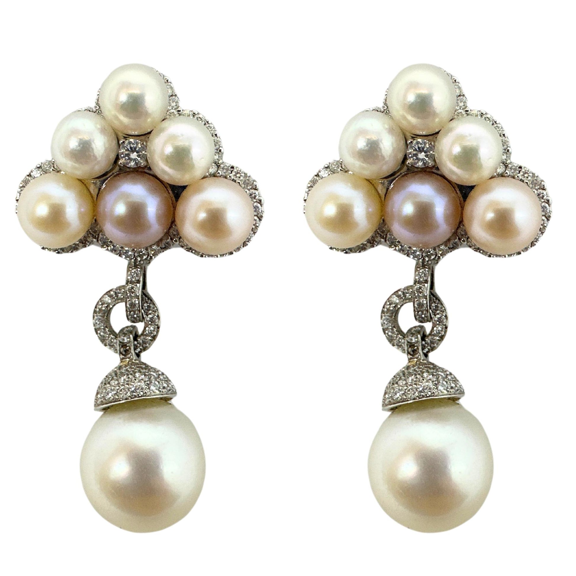 18K Diamond and Pearl Earrings