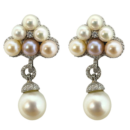 18K Diamond and Pearl Earrings