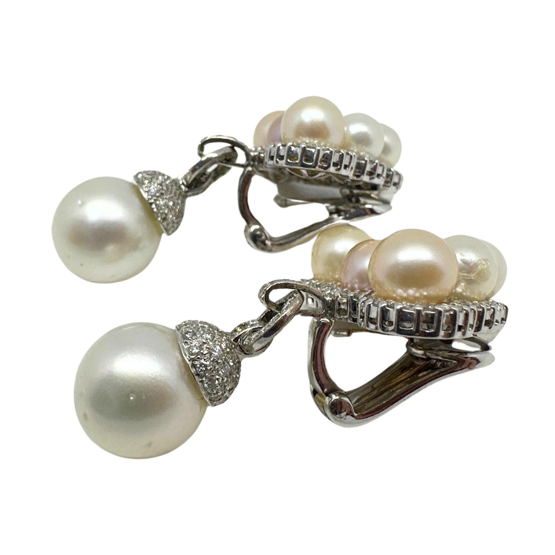 18K Diamond and Pearl Earrings