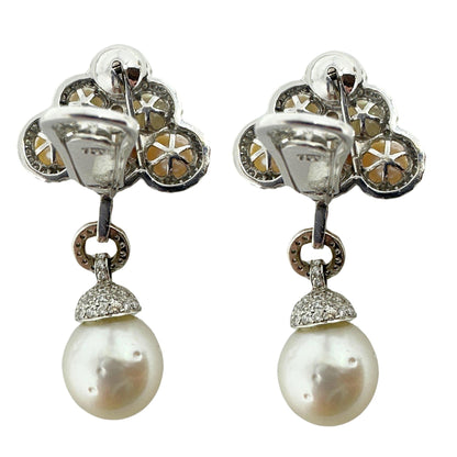 18K Diamond and Pearl Earrings