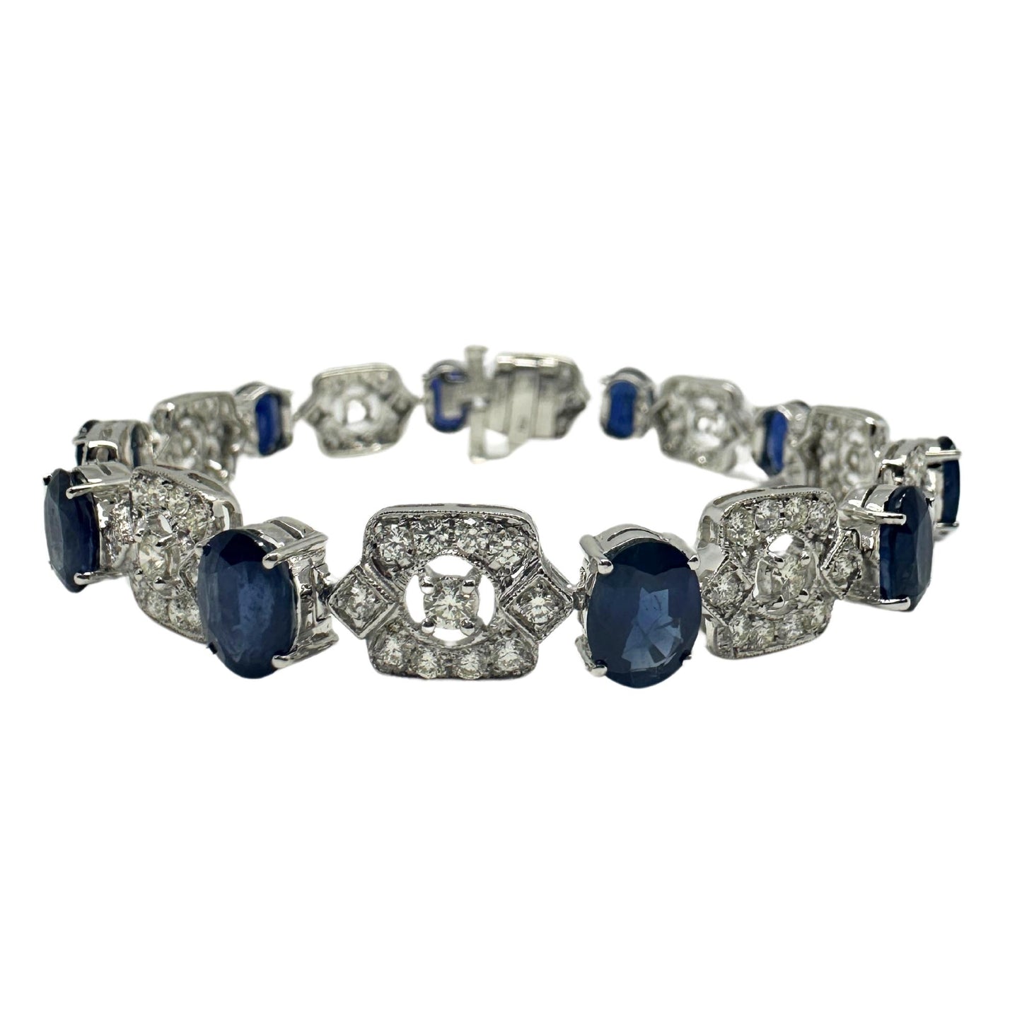 18K White Gold Diamond and Sapphire Bracelet