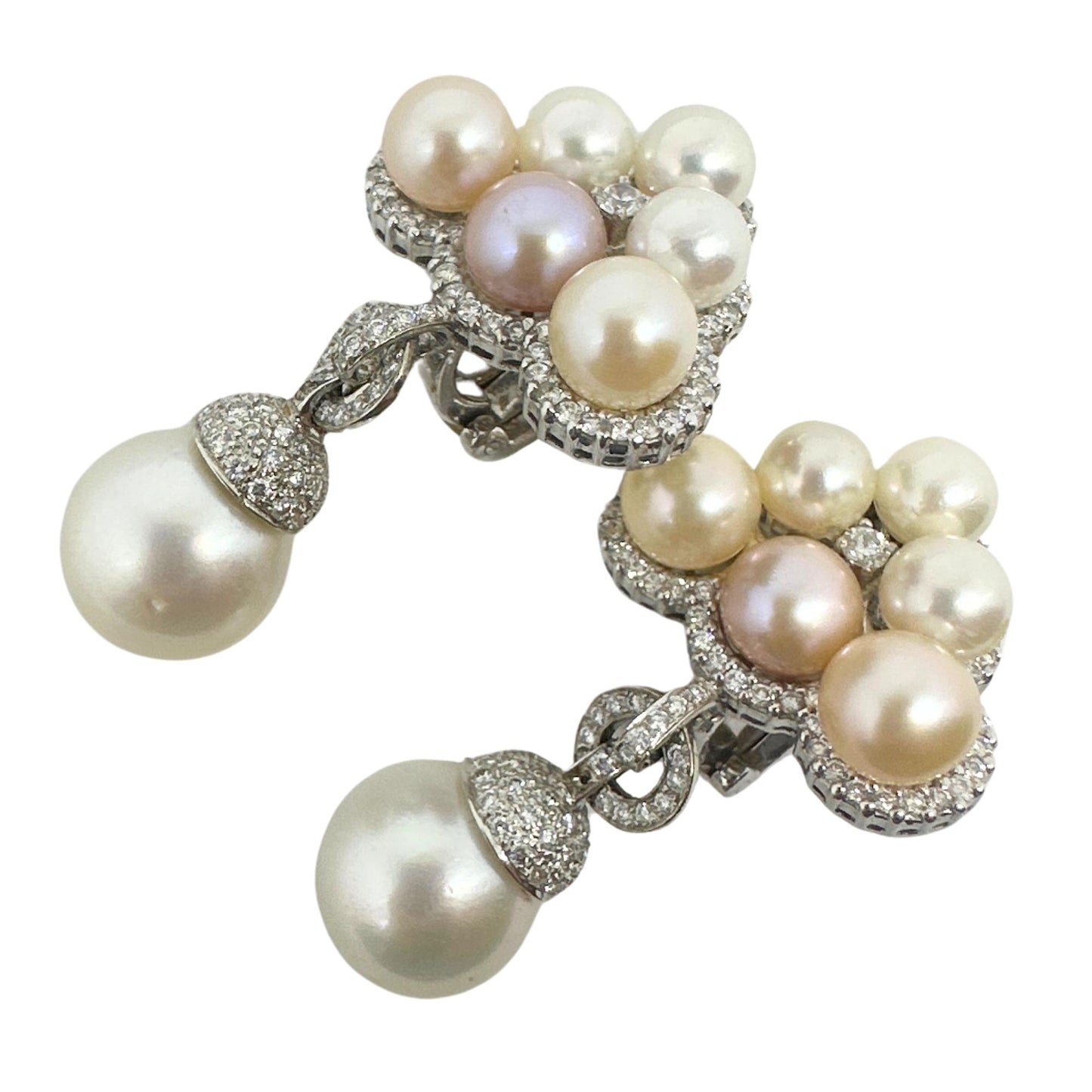 18K Diamond and Pearl Earrings