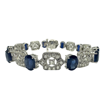 18K White Gold Diamond and Sapphire Bracelet