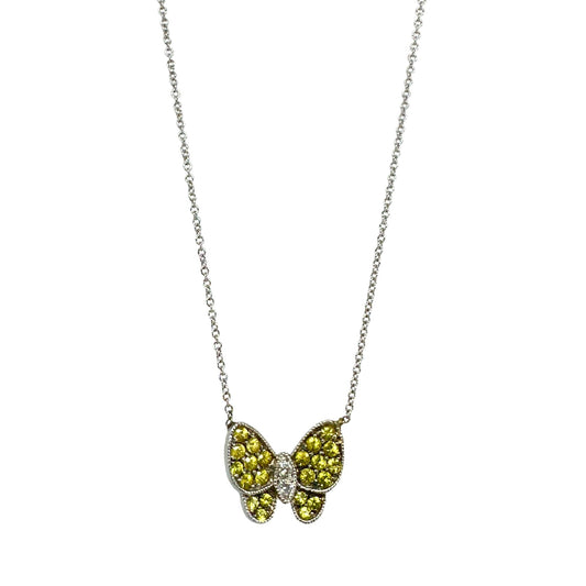 18k Diamond and Yellow Sapphire Butterfly Necklace