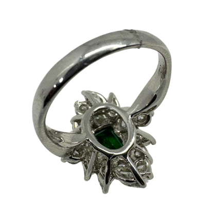 18k White Gold Diamond and Emerald Ring