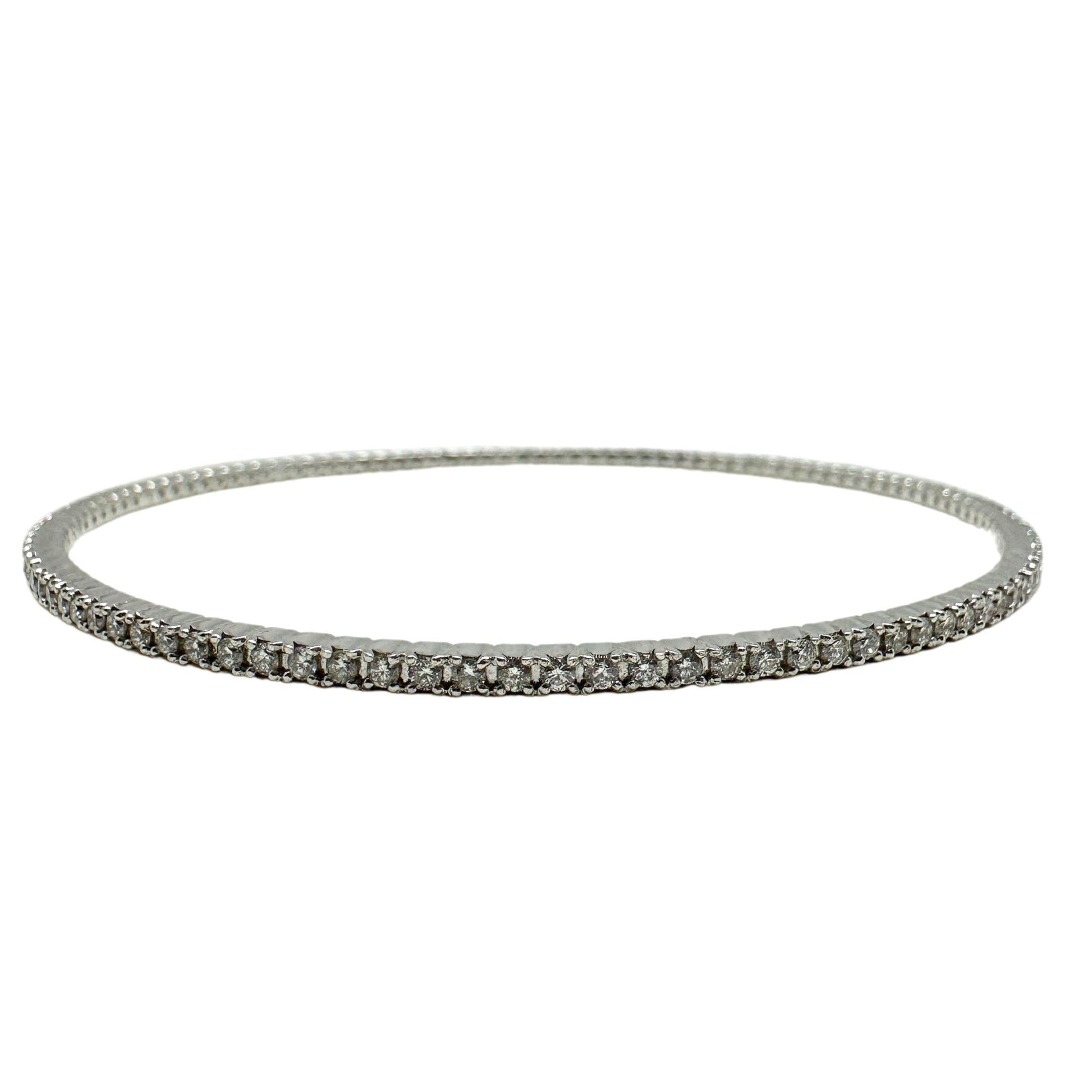 14K White Gold Diamond Bangle