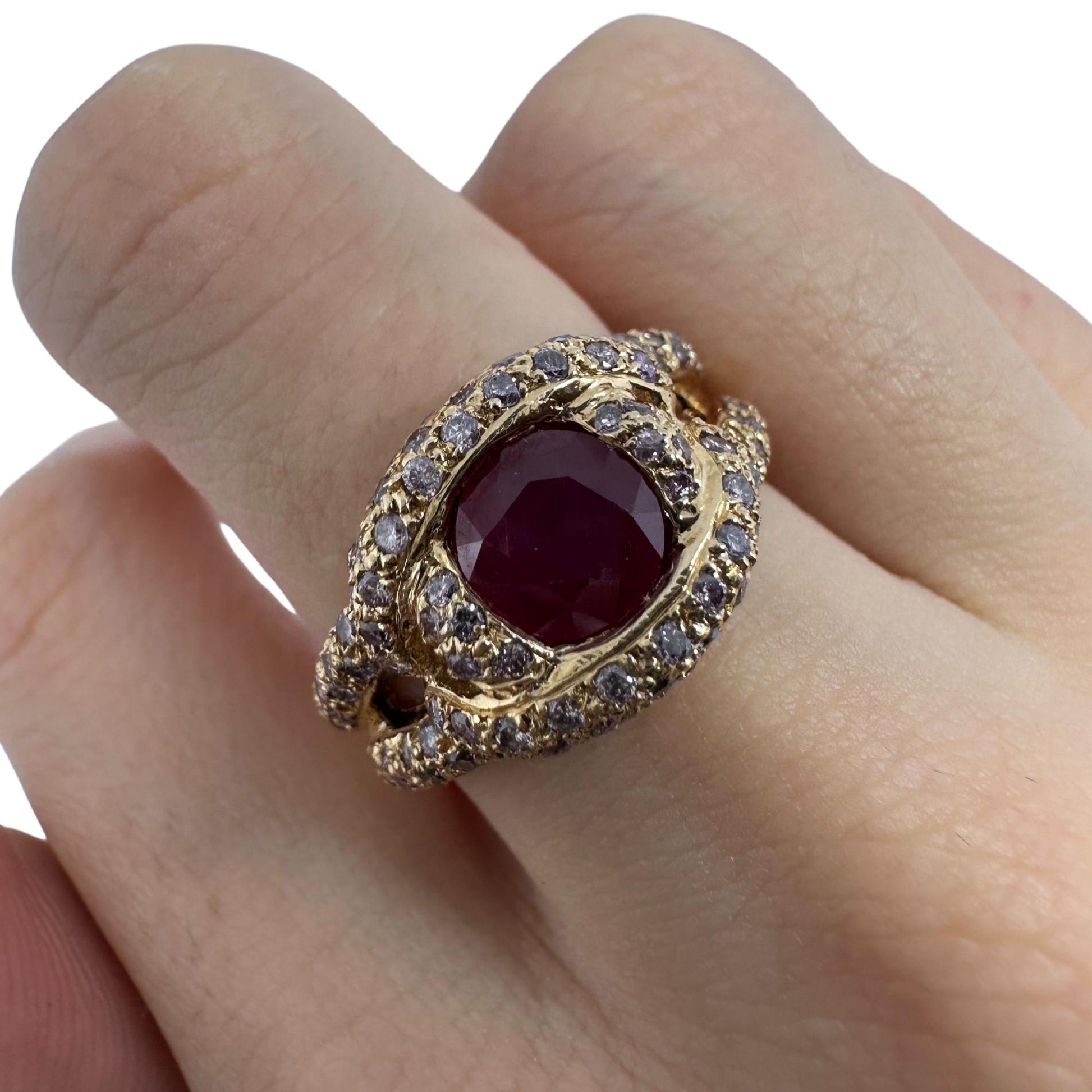 18K Rose Gold Diamond and Ruby Ring