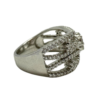 18K White Gold Diamond Wide Band Ring
