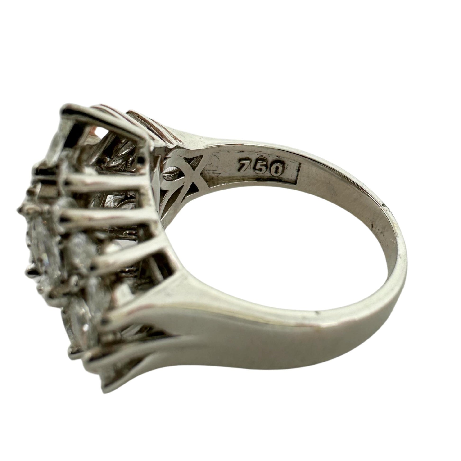 18K White Gold Marquise Cut Diamond Ring