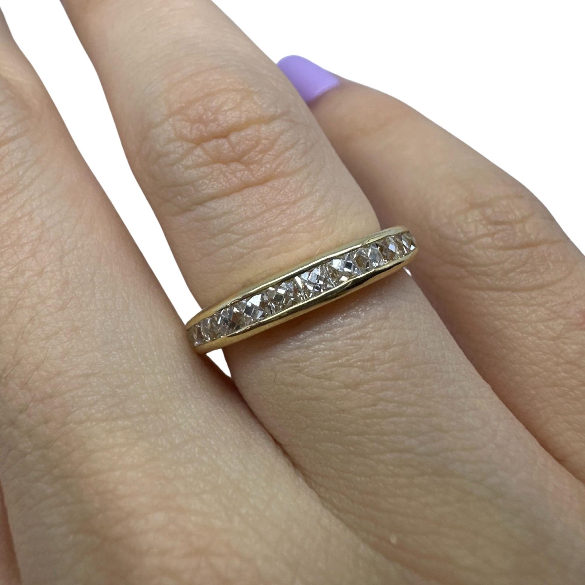 14K Yellow Gold 0.79 Carat Repurposed French Cut Diamond Band - Size 5