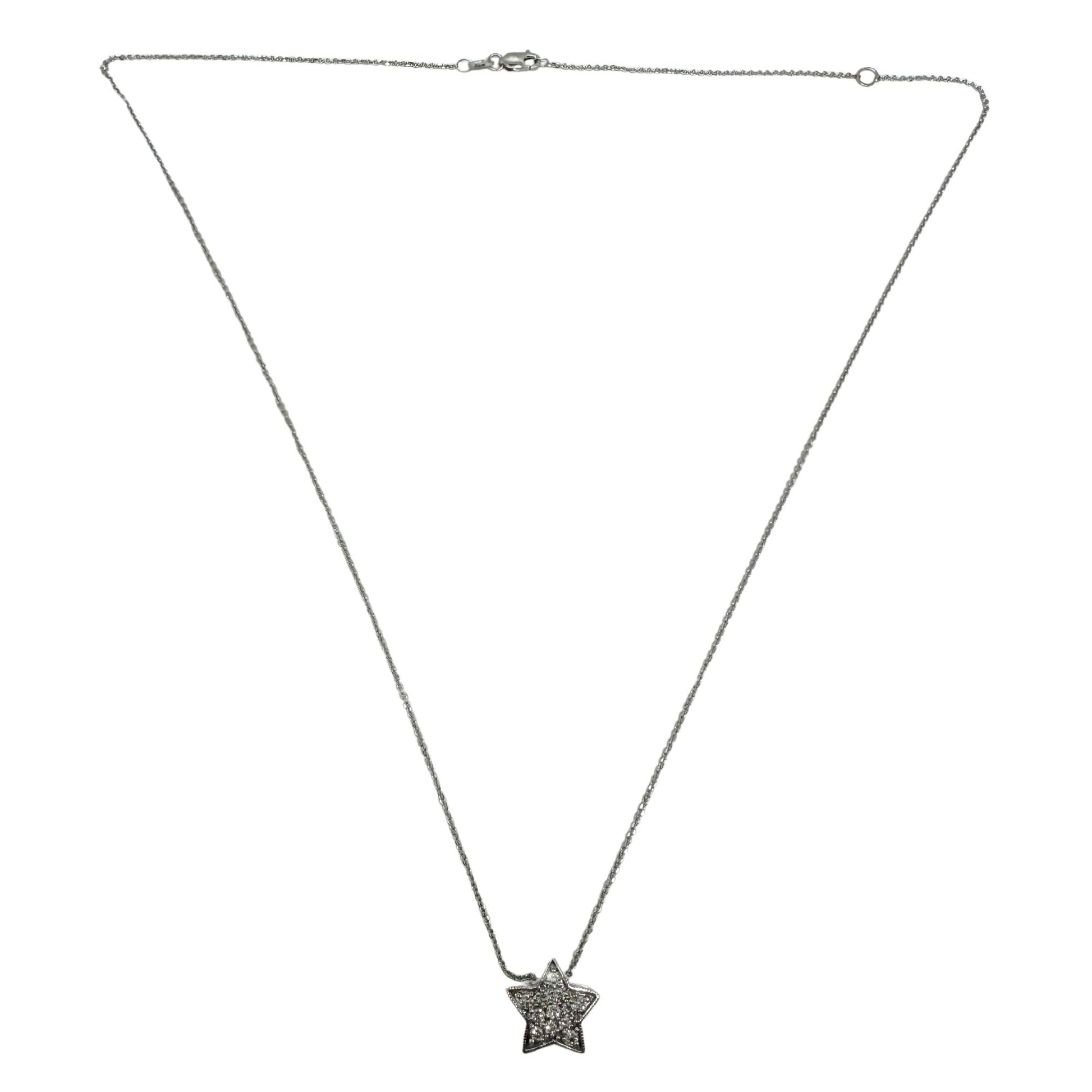 18K White Gold Diamond Star Pendant with 14K Chain