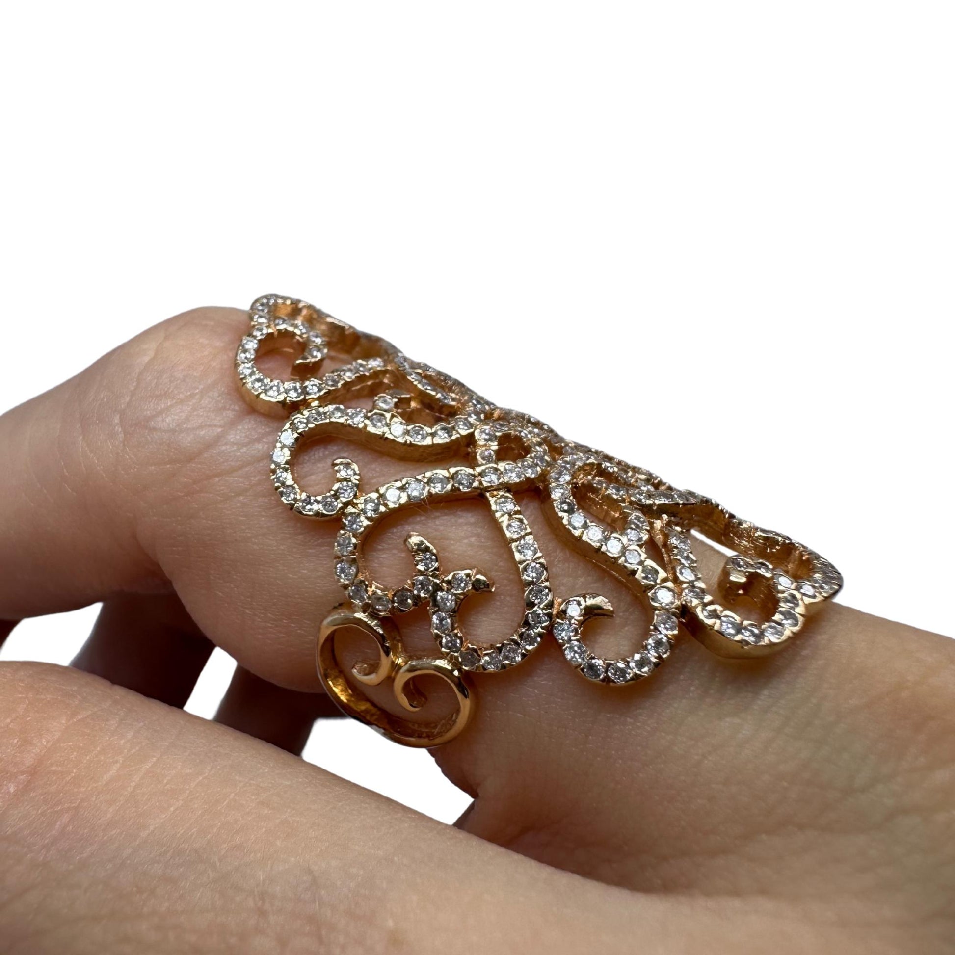 14K Yellow Gold Diamond Wide Band Ring