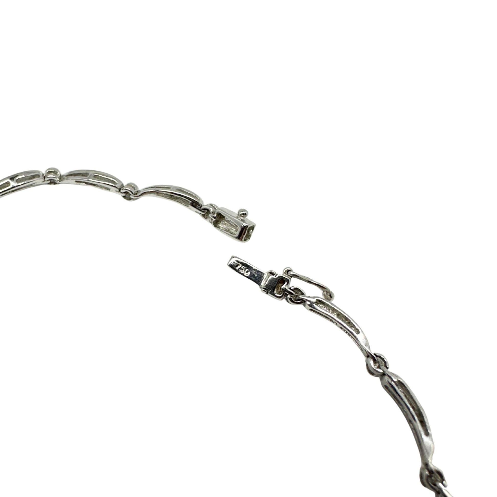 18K White Gold White Diamond and Briolette Black Diamond Bow Necklace