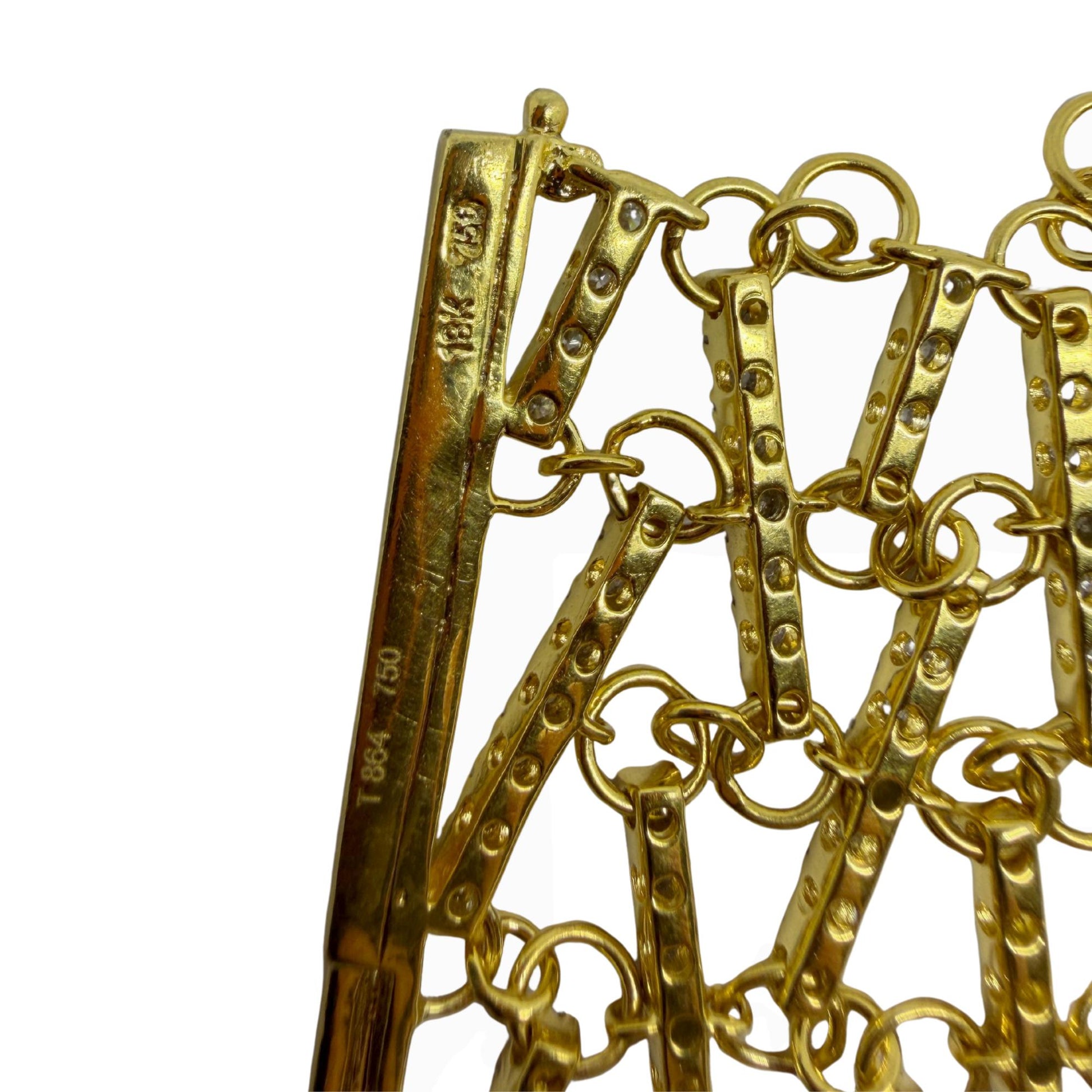 18K Yellow Gold Diamond Lattice Bracelet - 7 inches