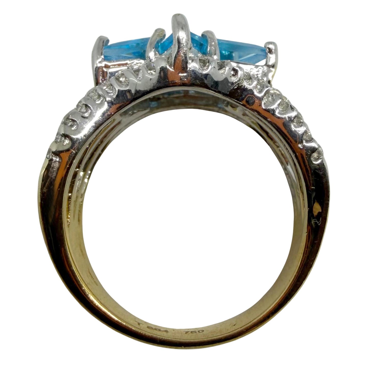 18K Two Tone Diamond & Blue Quartz Starburst Ring