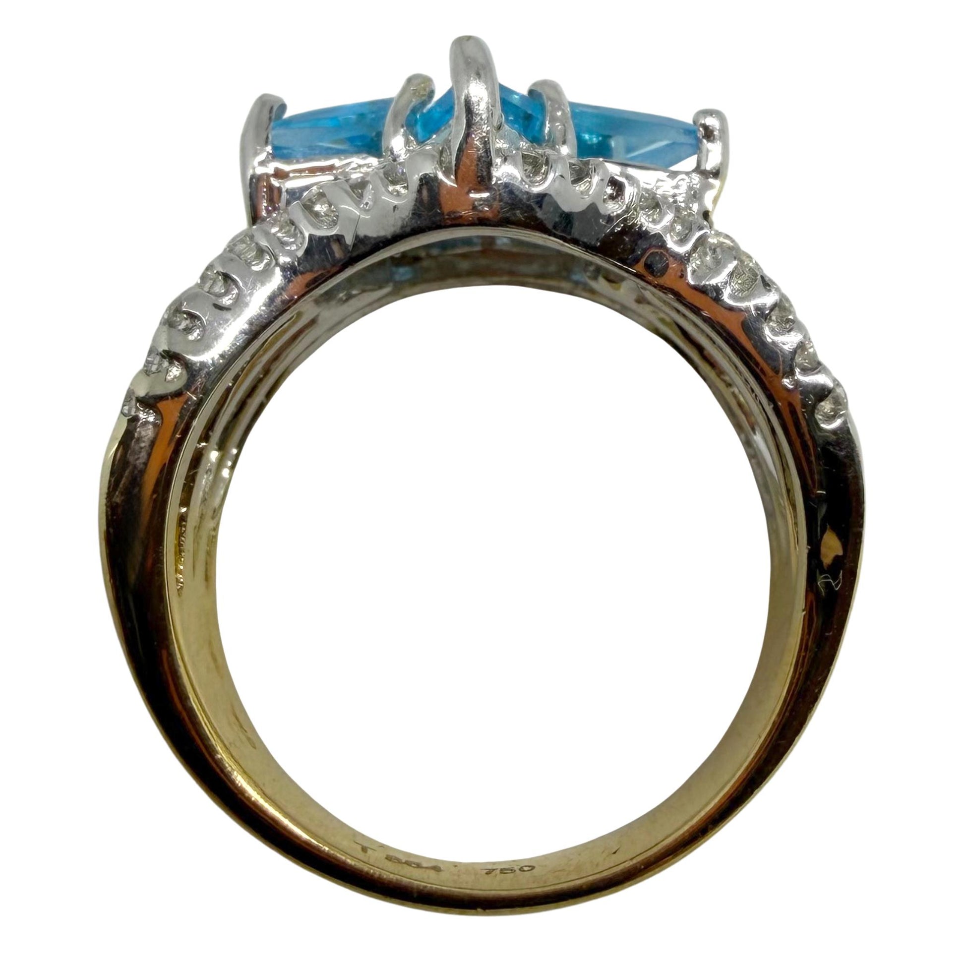 18K Two Tone Diamond & Blue Quartz Starburst Ring