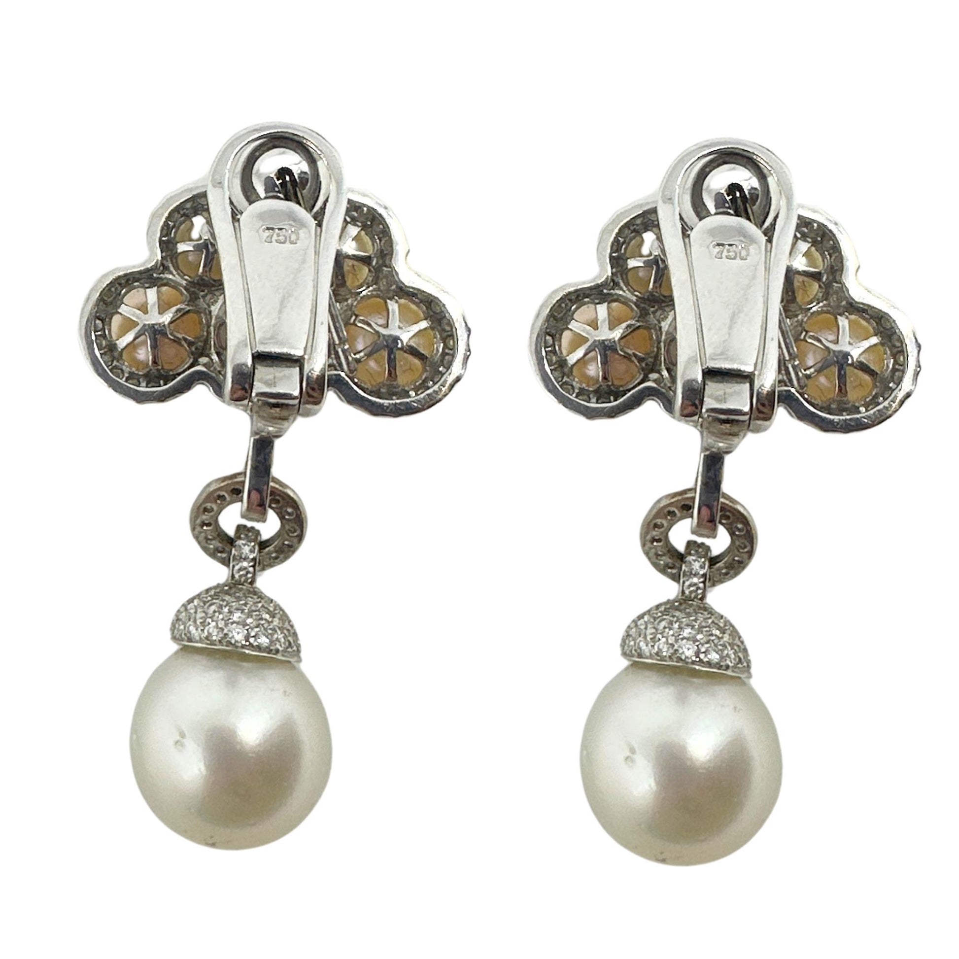 18K Diamond and Pearl Earrings