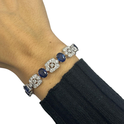 18K White Gold Diamond and Sapphire Bracelet