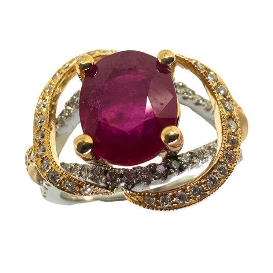 18K African Ruby and Diamond Ring