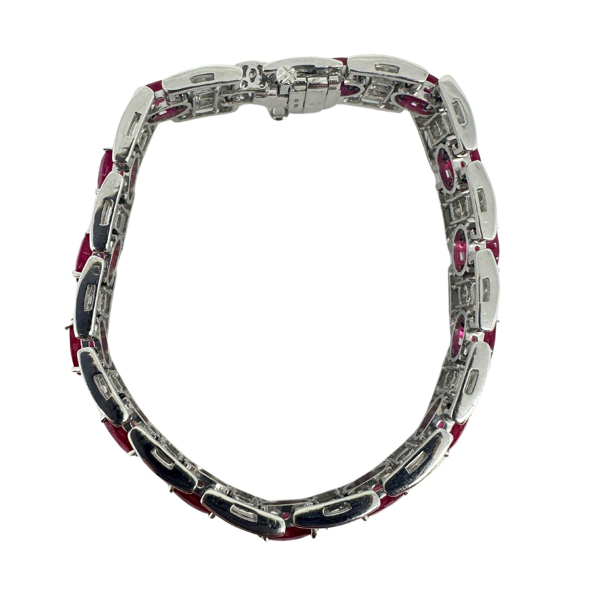 18K White Gold Diamond and African Ruby Bracelet