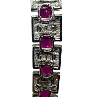 18K White Gold Diamond and African Ruby Bracelet