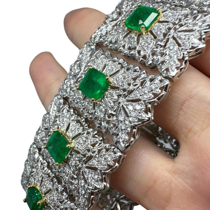 18K Diamond and Emerald Bracelet